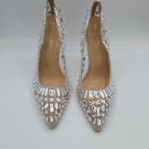 Azalea Wang Bonnie Crystal-Studded Translucent Pumps Heels Women's Size 8.5 New